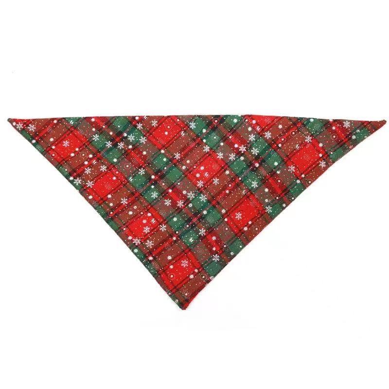 KFX-2748349 Plaid Cotton Christmas Triangular Dog Scarf - Available in 6 Colors, Size 44x44cm