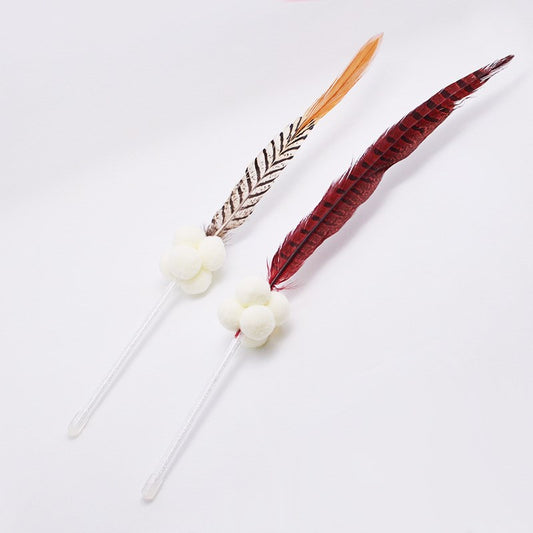 KFX-2748605 Feathered Cat Play Wand in Light and Dark Colors