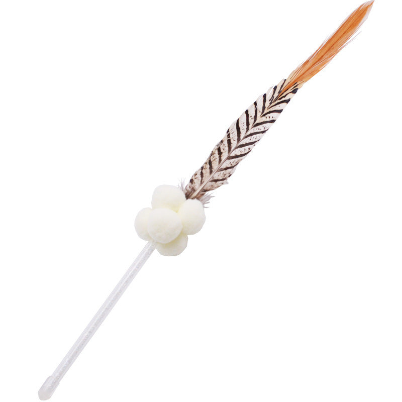 KFX-2748605 Feathered Cat Play Wand in Light and Dark Colors
