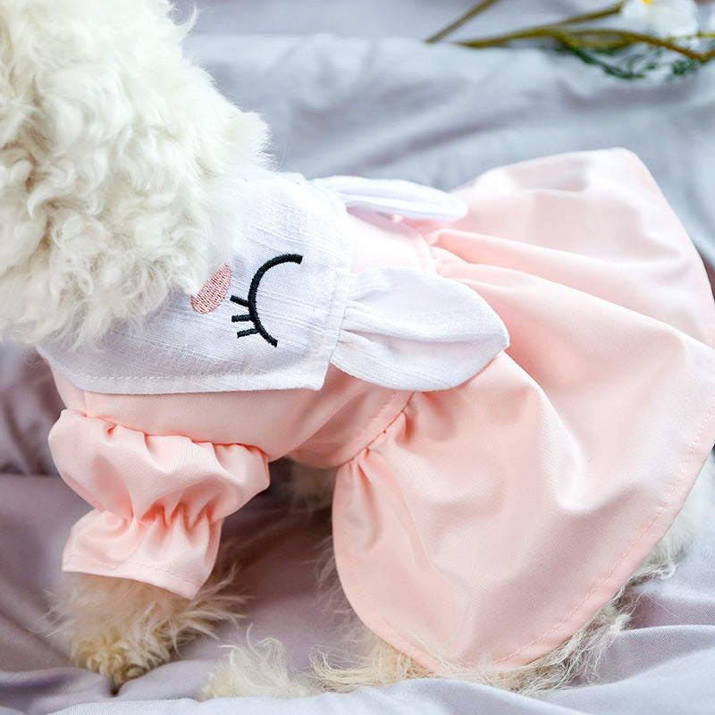 KFX-2750141 Sleepy Bunny Skirt with Rabbit Ears for Girls - Princess Dress in Gray & Pink