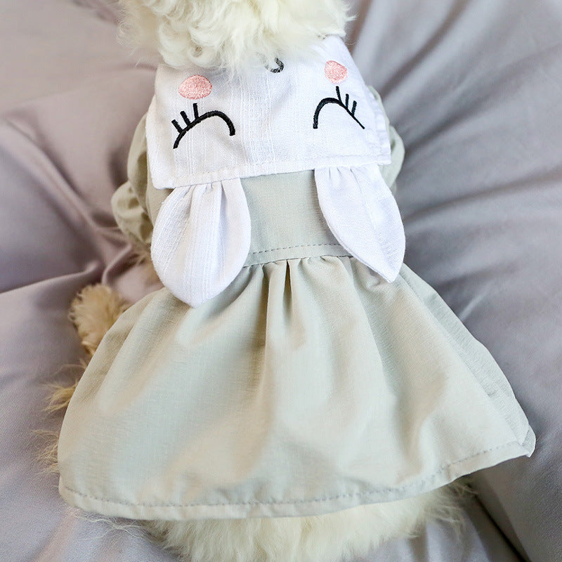 KFX-2750141 Sleepy Bunny Skirt with Rabbit Ears for Girls - Princess Dress in Gray & Pink