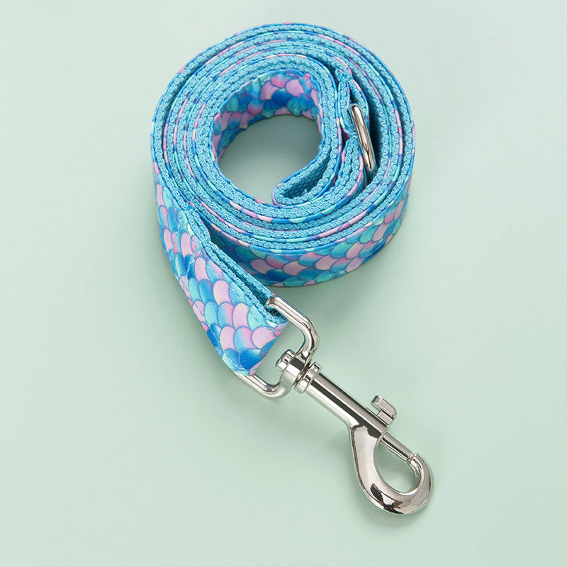 KFX-2751549 Mermaid Pattern Dog Collar and Leash Set - Multiple Sizes Available