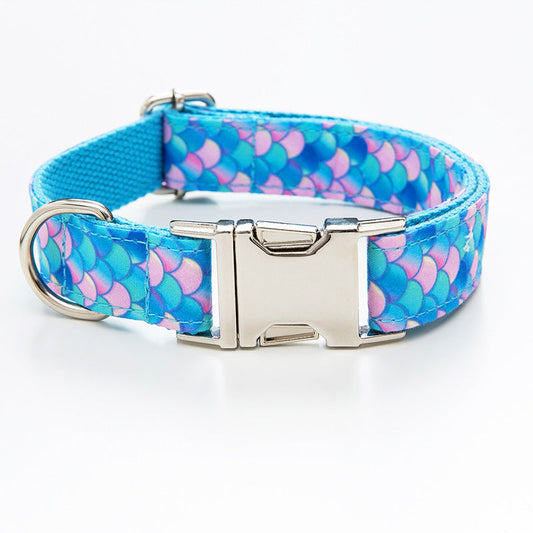 KFX-2751549 Mermaid Pattern Dog Collar and Leash Set - Multiple Sizes Available