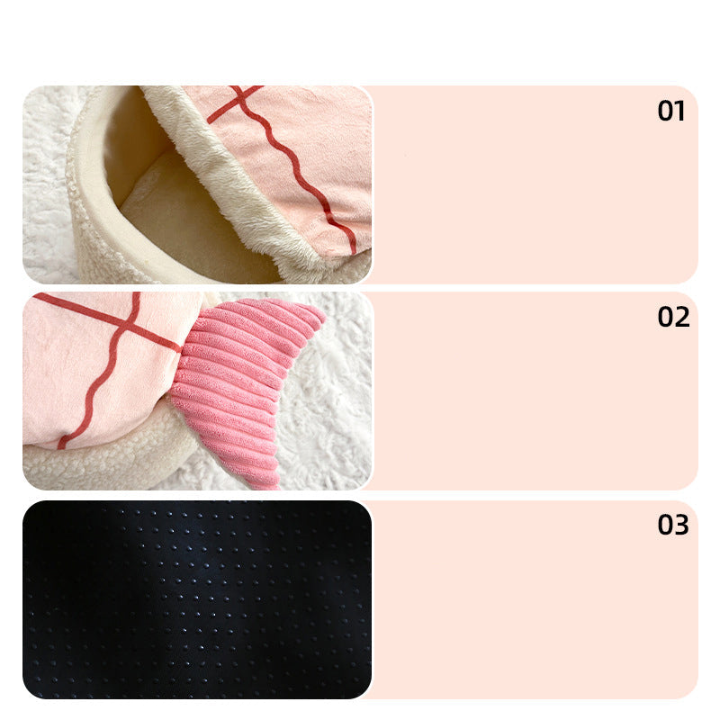 KFX-2751805 Cozy Removable Pet Nest Dog Mattress - Sushi Design for All Seasons