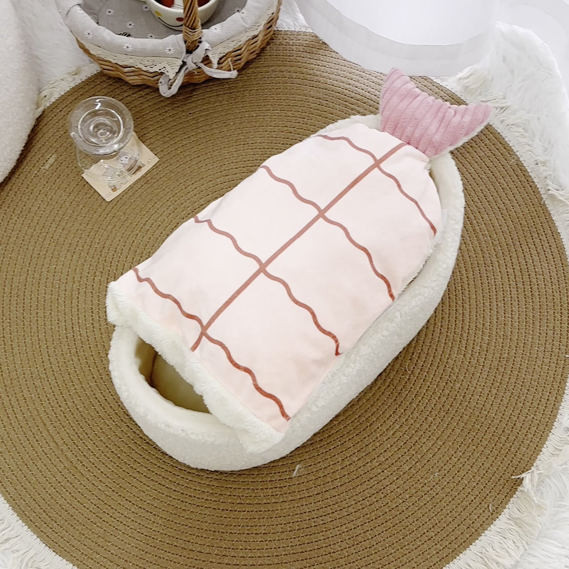 KFX-2751805 Cozy Removable Pet Nest Dog Mattress - Sushi Design for All Seasons
