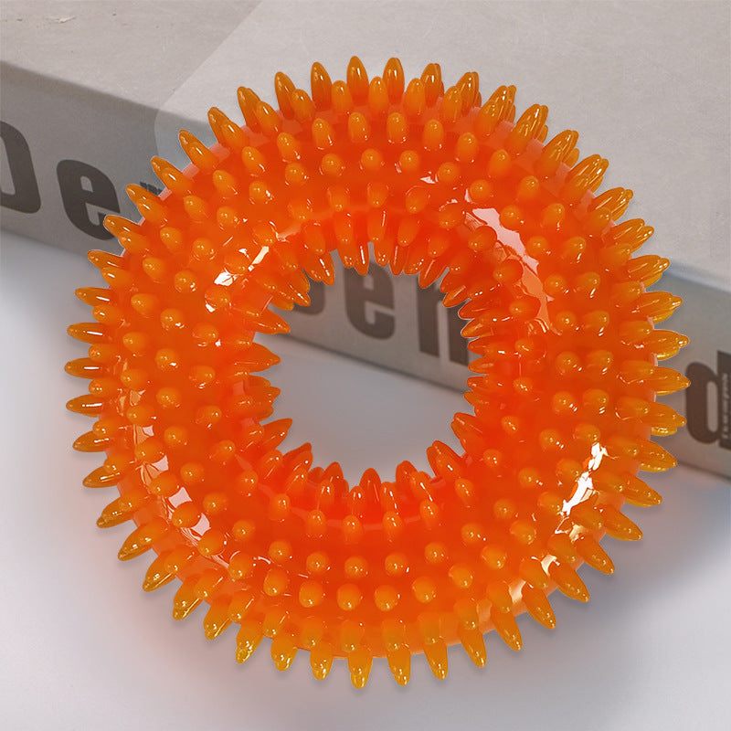 KFX-2752573 Spiky Sounding Dog Toy Ball - Durable TPR Material in Red, Green, and Blue