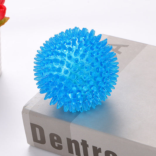 KFX-2752573 Spiky Sounding Dog Toy Ball - Durable TPR Material in Red, Green, and Blue