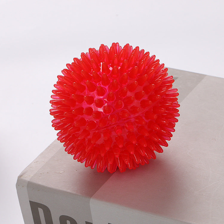 KFX-2752573 Spiky Sounding Dog Toy Ball - Durable TPR Material in Red, Green, and Blue