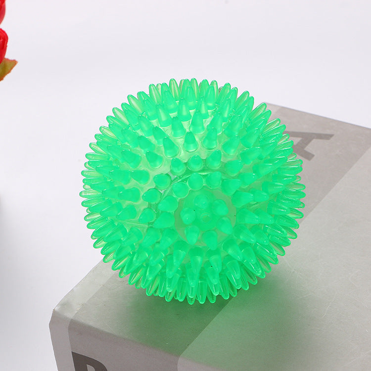 KFX-2752573 Spiky Sounding Dog Toy Ball - Durable TPR Material in Red, Green, and Blue