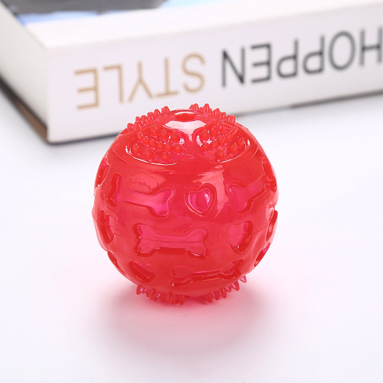 KFX-2752573 Spiky Sounding Dog Toy Ball - Durable TPR Material in Red, Green, and Blue