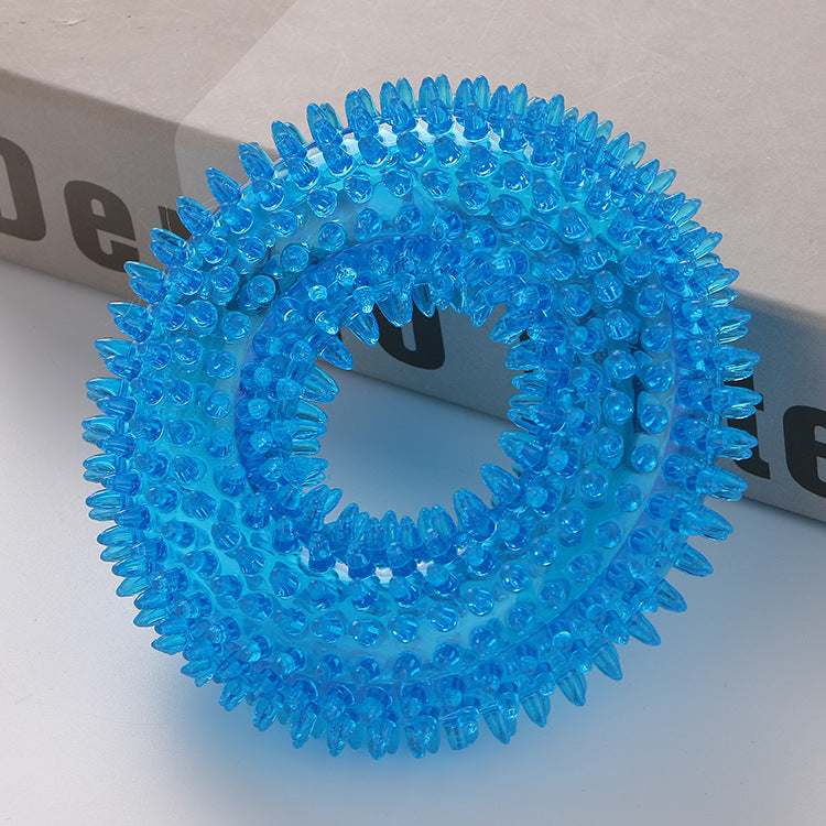 KFX-2752573 Spiky Sounding Dog Toy Ball - Durable TPR Material in Red, Green, and Blue