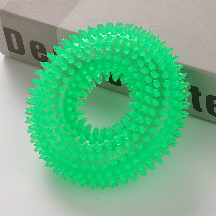 KFX-2752573 Spiky Sounding Dog Toy Ball - Durable TPR Material in Red, Green, and Blue