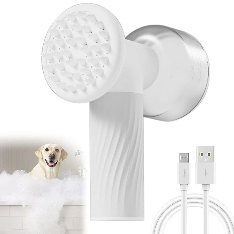 KFX-2753341 Automatic Foaming Silicone Pet Bath Brush with Soap Dispenser for Dogs and Cats