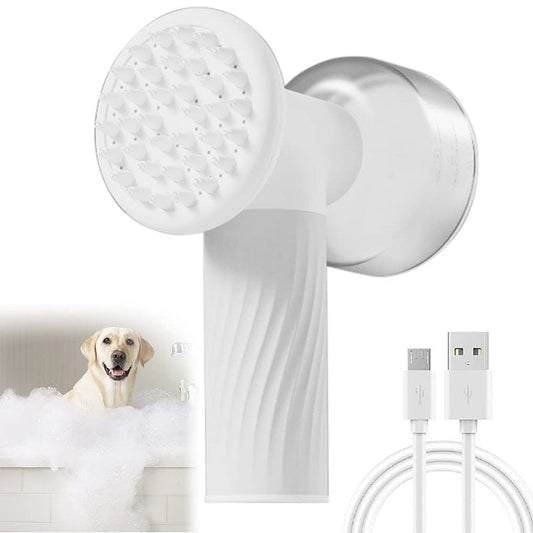 KFX-2753341 Automatic Foaming Silicone Pet Bath Brush with Soap Dispenser for Dogs and Cats