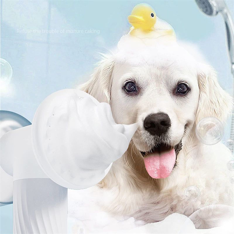 KFX-2753341 Automatic Foaming Silicone Pet Bath Brush with Soap Dispenser for Dogs and Cats