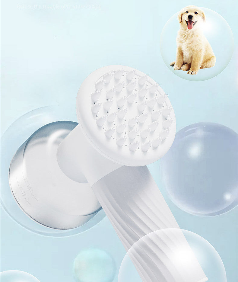 KFX-2753341 Automatic Foaming Silicone Pet Bath Brush with Soap Dispenser for Dogs and Cats