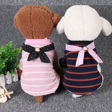 KFX-2754109 Pet Striped Cotton T-Shirt in Navy Blue and Pink for Comfortable Casual Wear