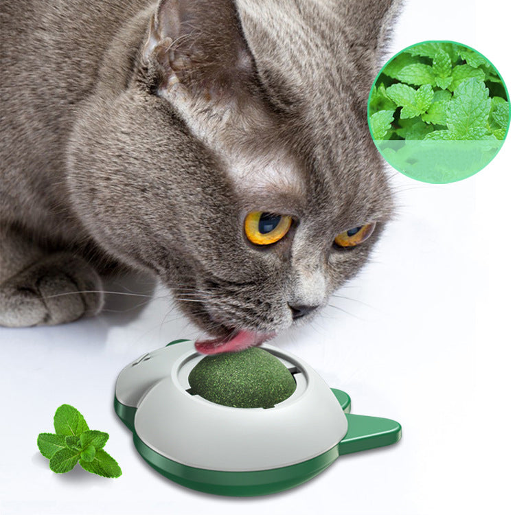 KFX-2755005 Catnip Spinning Ball Toy for Dental Care and Teeth Cleaning - 61mm x 65mm