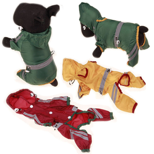 KFX-2755133 Waterproof Dog Raincoat with Reflective Trim - Available in Multiple Colors and Sizes