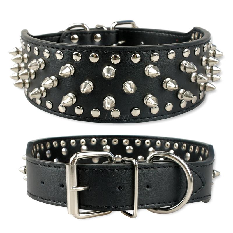 KFX-2755517 Stylish Rivet PU Pet Collar for Large Dogs – Adjustable Sizes Available