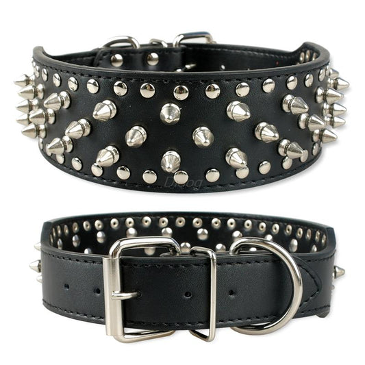 KFX-2755517 Stylish Rivet PU Pet Collar for Large Dogs – Adjustable Sizes Available