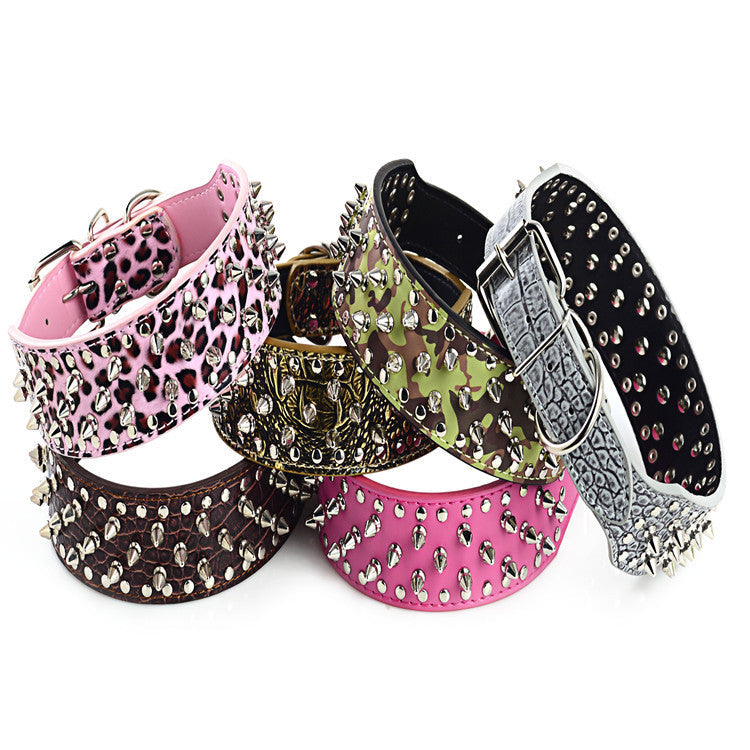 KFX-2755517 Stylish Rivet PU Pet Collar for Large Dogs – Adjustable Sizes Available