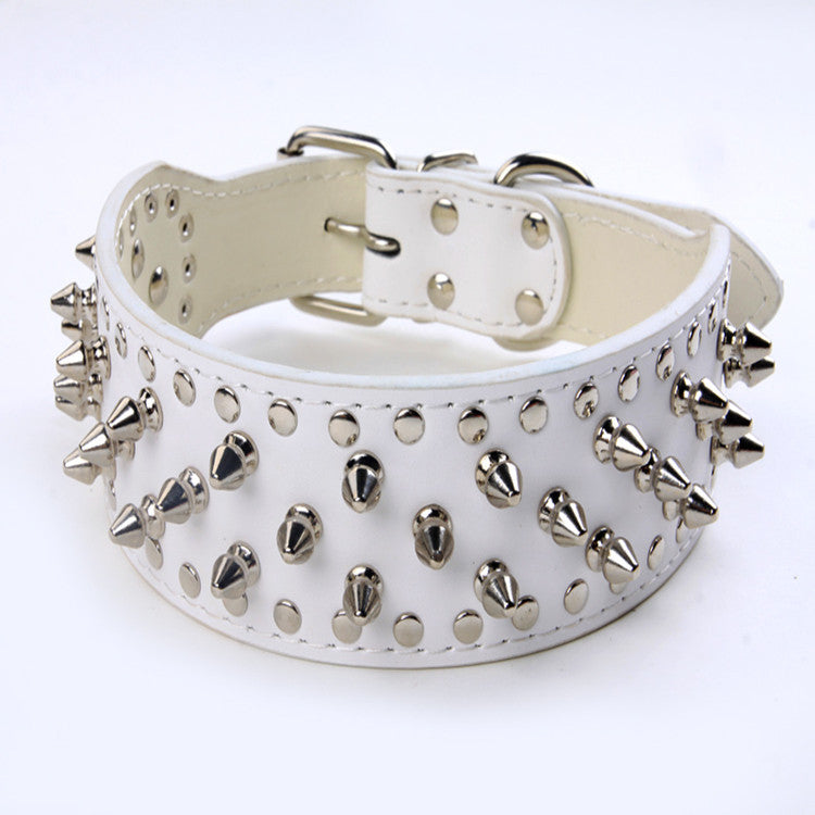 KFX-2755517 Stylish Rivet PU Pet Collar for Large Dogs – Adjustable Sizes Available