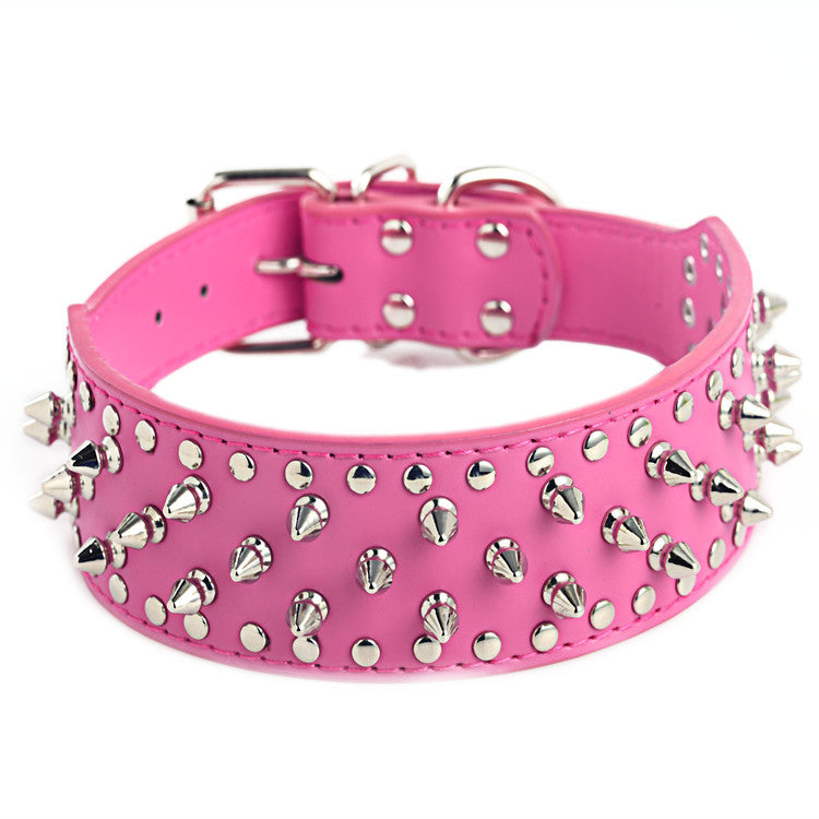 KFX-2755517 Stylish Rivet PU Pet Collar for Large Dogs – Adjustable Sizes Available