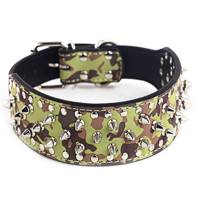 KFX-2755517 Stylish Rivet PU Pet Collar for Large Dogs – Adjustable Sizes Available