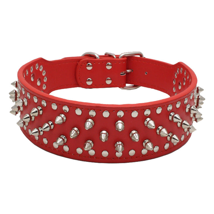 KFX-2755517 Stylish Rivet PU Pet Collar for Large Dogs – Adjustable Sizes Available