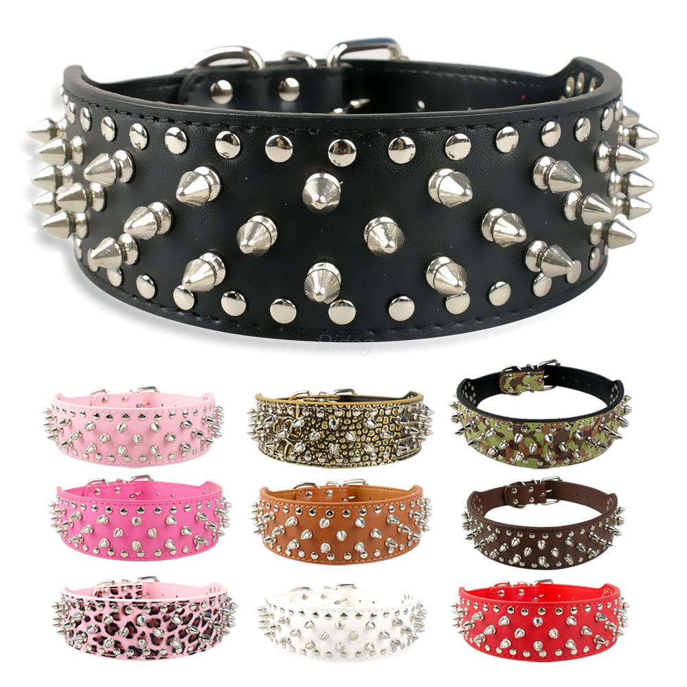 KFX-2755517 Stylish Rivet PU Pet Collar for Large Dogs – Adjustable Sizes Available