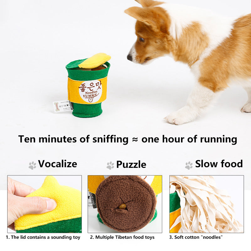 KFX-2758333 Dog Training Interactive Smell Toy with Instant Noodle Design - Green Felt Cloth