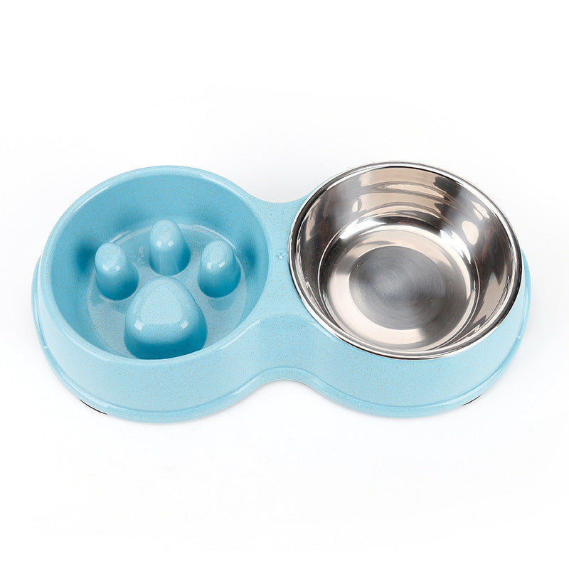 KFX-2759485 Two-in-One Wheat Straw Anti-Choking Slow Food Double Bowl with Stainless Steel Insert