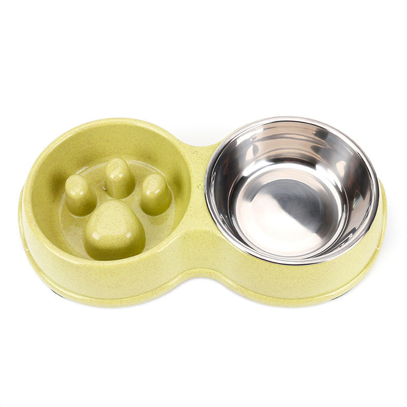 KFX-2759485 Two-in-One Wheat Straw Anti-Choking Slow Food Double Bowl with Stainless Steel Insert