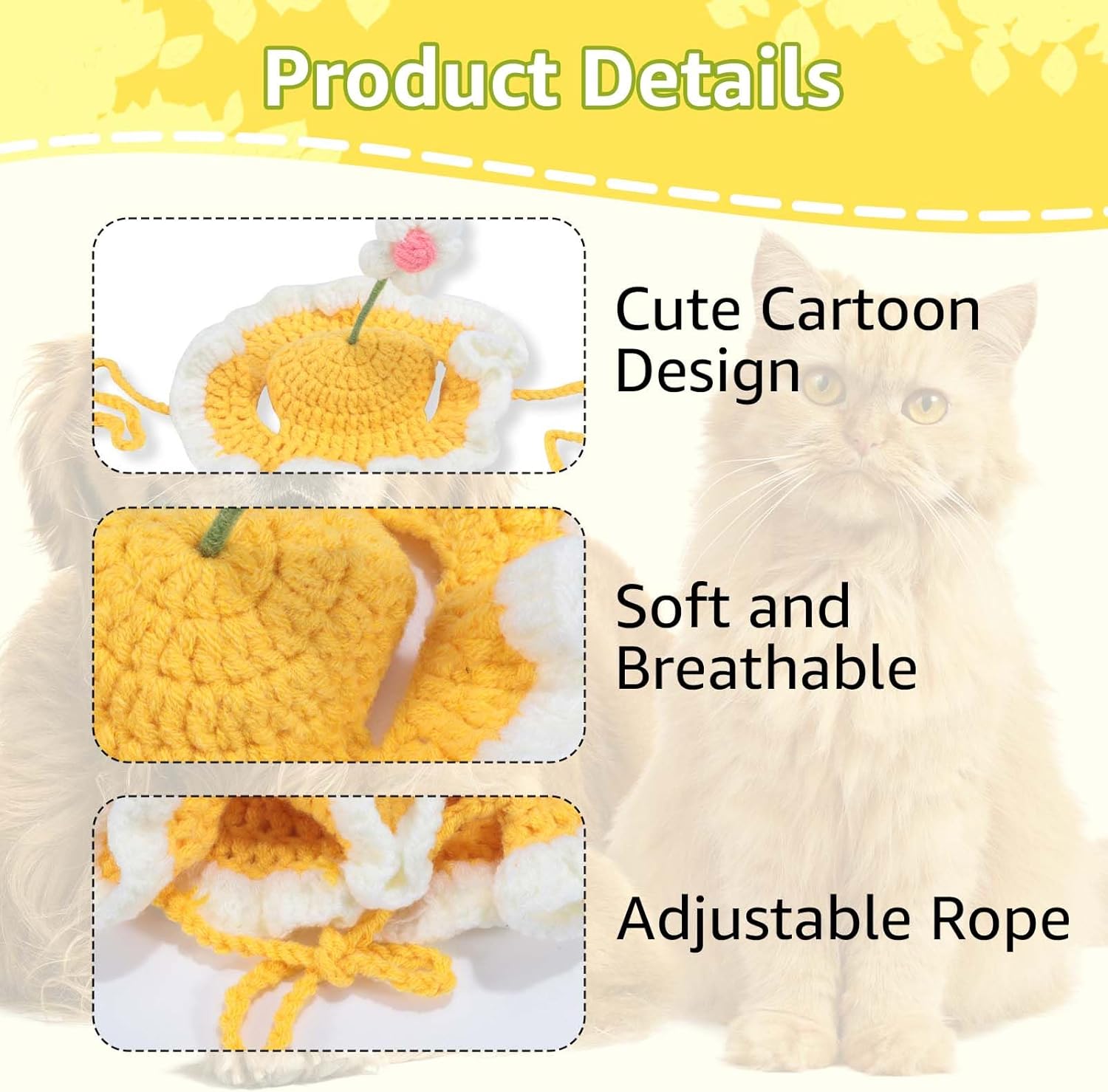 KFX-2760765 Knit Cat and Dog Hats with Cute Cartoon Design for Small Pets - Warm Costume Accessories
