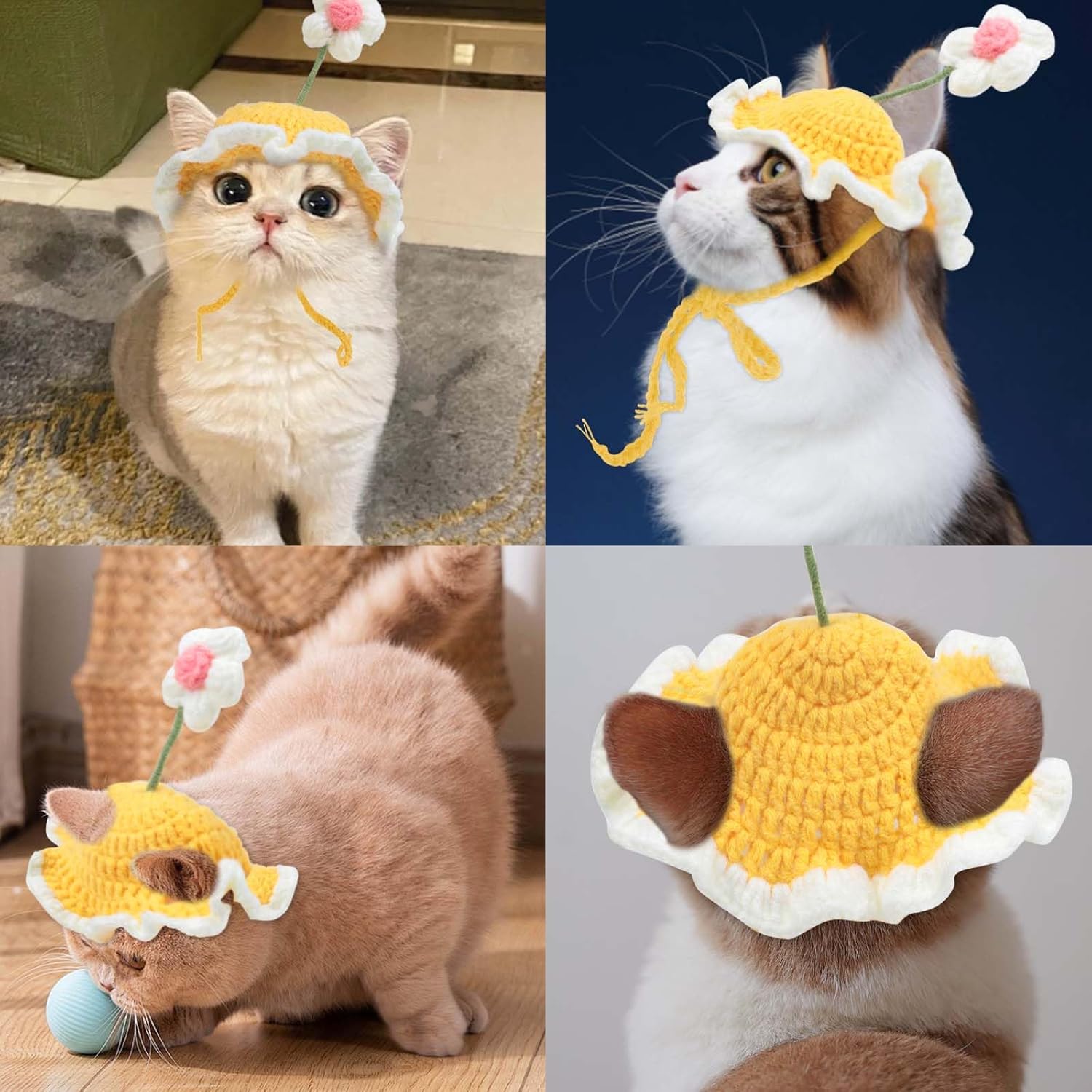 KFX-2760765 Knit Cat and Dog Hats with Cute Cartoon Design for Small Pets - Warm Costume Accessories