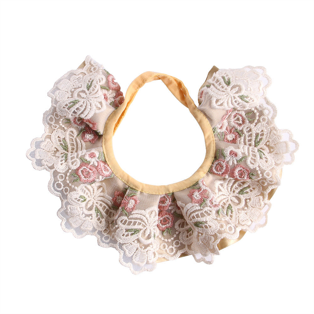 KFX-2761277 Lace Embroidered Scarf in Red, Blue, Pink, and Beige - Versatile Cloth Accessory for All Seasons