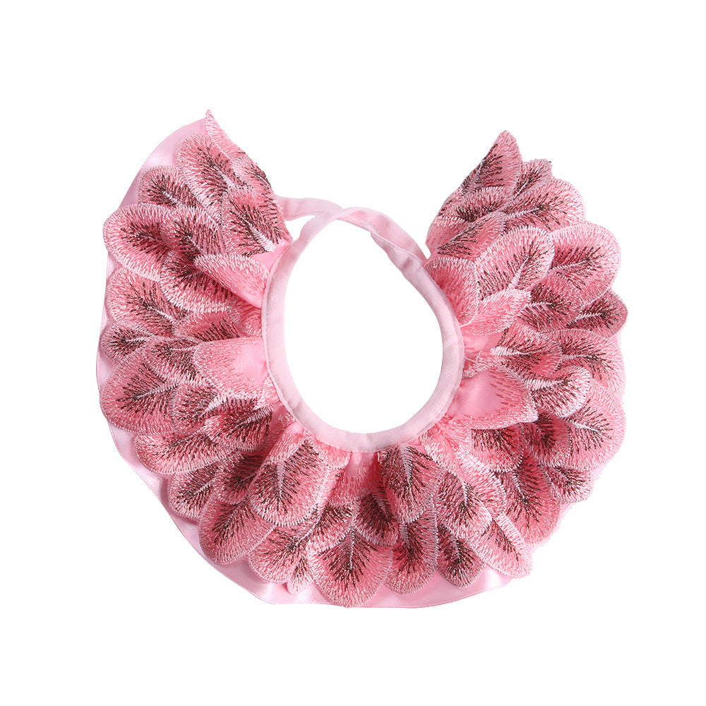 KFX-2761277 Lace Embroidered Scarf in Red, Blue, Pink, and Beige - Versatile Cloth Accessory for All Seasons