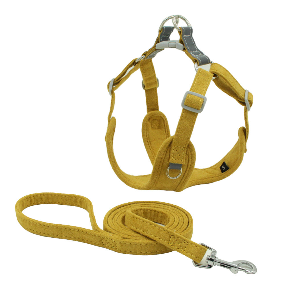 KFX-2762557 Suede Pet Chest Harness and Leash Set for Dogs in Various Colors
