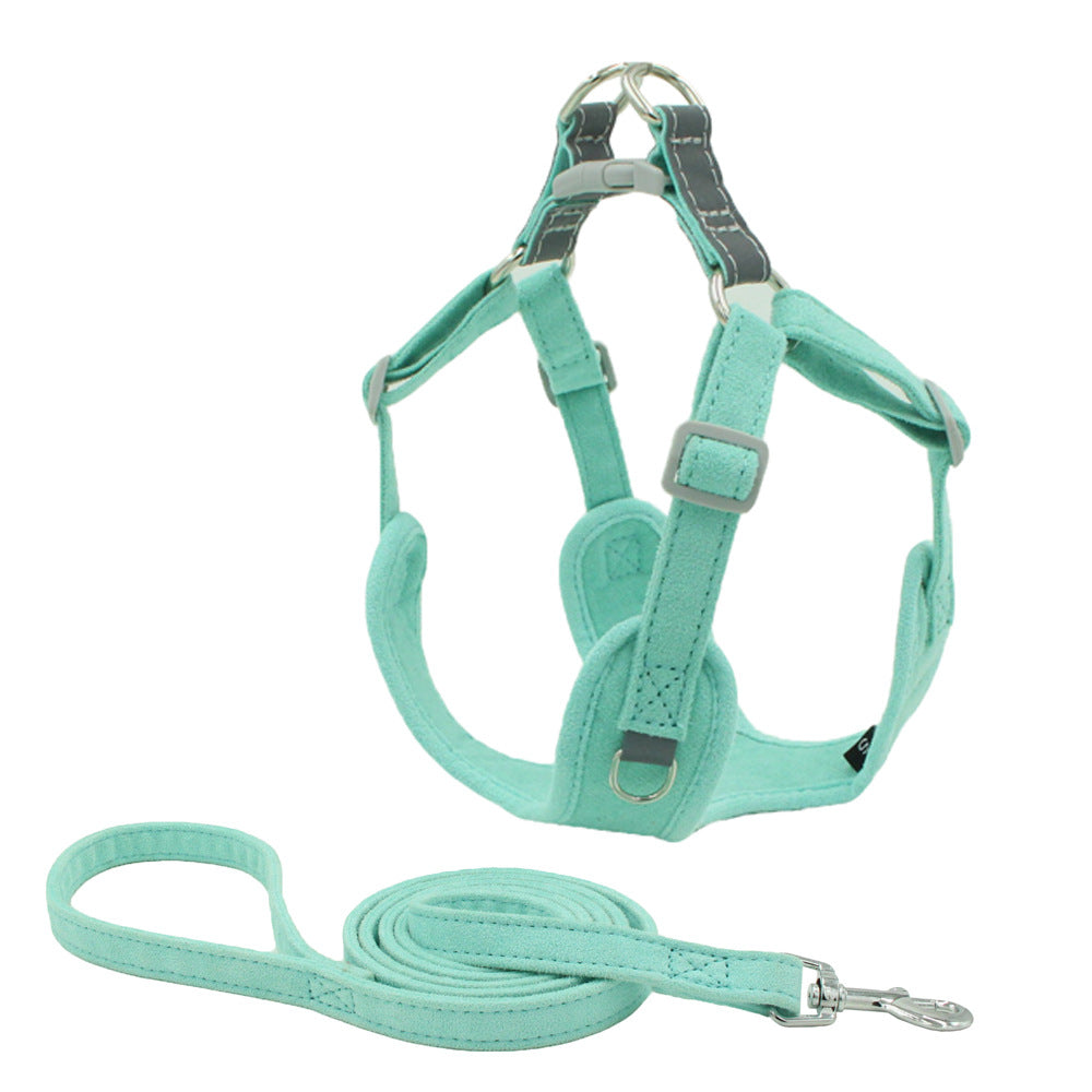 KFX-2762557 Suede Pet Chest Harness and Leash Set for Dogs in Various Colors