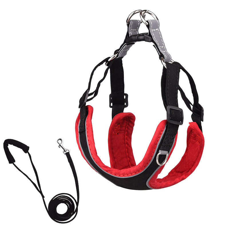KFX-2762557 Suede Pet Chest Harness and Leash Set for Dogs in Various Colors