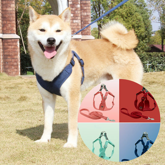 KFX-2762557 Suede Pet Chest Harness and Leash Set for Dogs in Various Colors
