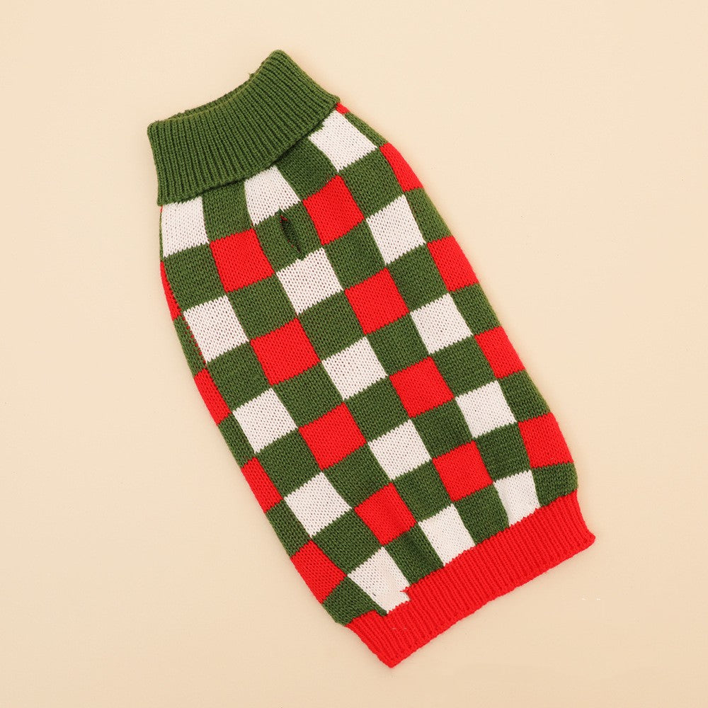 KFX-2767037 Cozy Christmas Sweater for Small and Medium Dogs in Red and Plaid