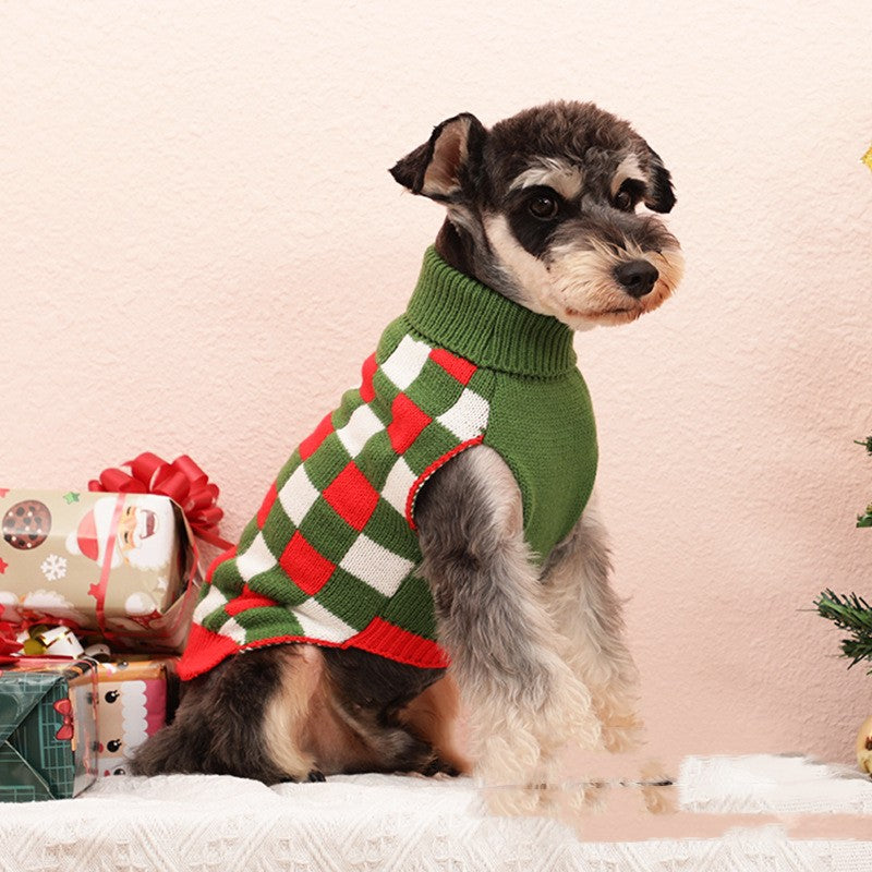 KFX-2767037 Cozy Christmas Sweater for Small and Medium Dogs in Red and Plaid