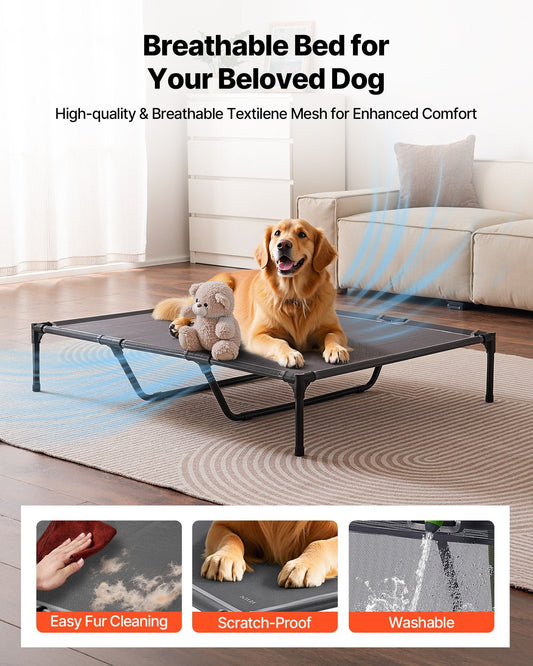 KFX-2767677 Elevated Dog Bed for Large Dogs - Portable Raised Cot with Sturdy Metal Frame, XL Size