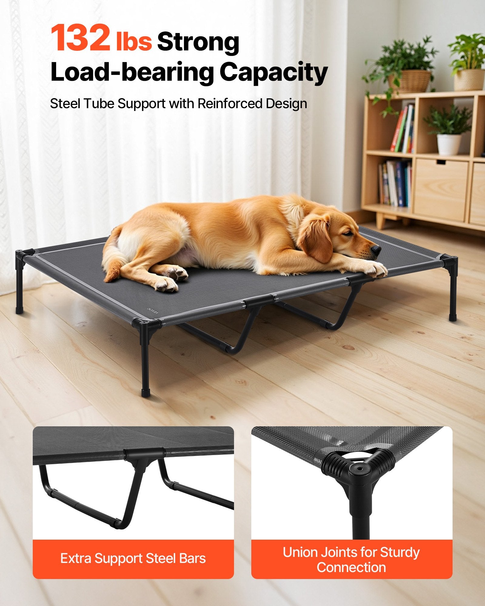 KFX-2767677 Elevated Dog Bed for Large Dogs - Portable Raised Cot with Sturdy Metal Frame, XL Size