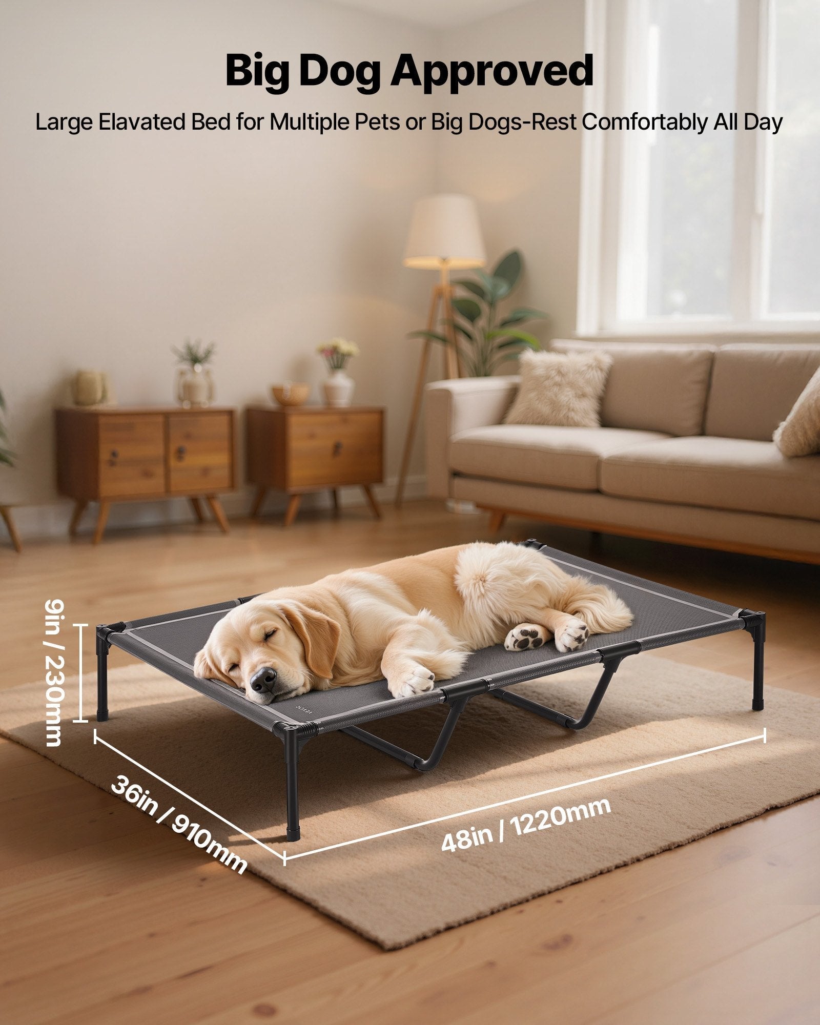 KFX-2767677 Elevated Dog Bed for Large Dogs - Portable Raised Cot with Sturdy Metal Frame, XL Size