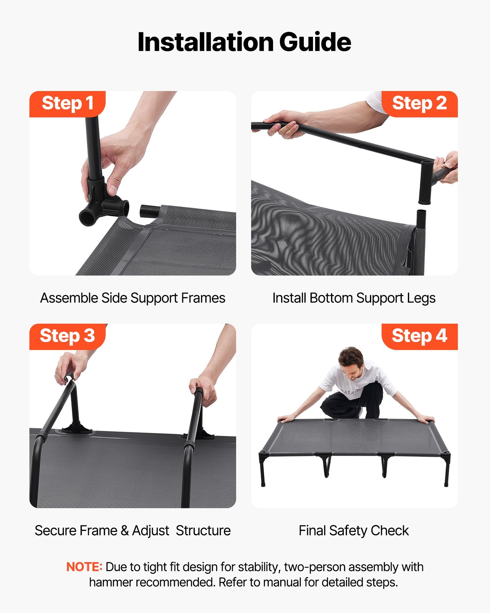 KFX-2767677 Elevated Dog Bed for Large Dogs - Portable Raised Cot with Sturdy Metal Frame, XL Size