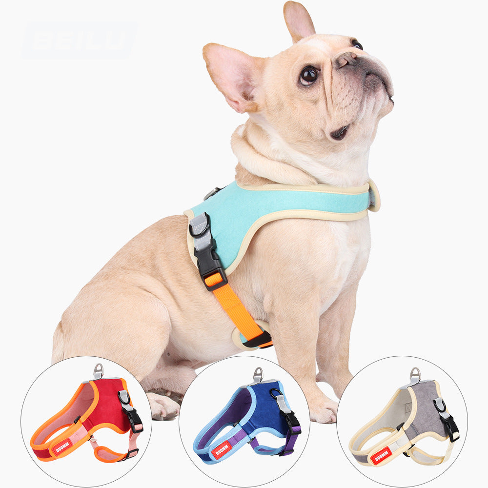KFX-2768317 Reflective Deerskin Pet Harness with Adjustable Chest Strap in Multiple Colors