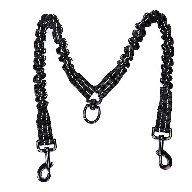 KFX-2768829 Double-Ended High Elastic Dog Traction Rope - Scalable Nylon, 100cm Length, Black